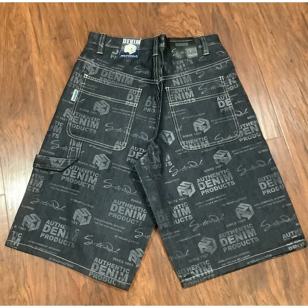 Vintage Southpole Jean Shorts Men 30Wide Leg Baggy Y2K Hip-Hop Skater Grunge